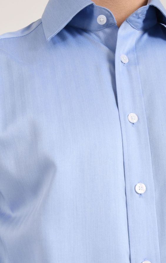 Dobell blauw visgraat patroon 100 katoen easy care overhemd Dobell