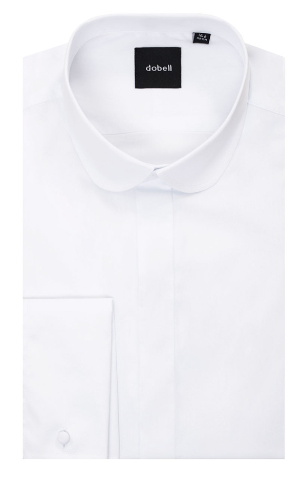 Bulk Schouderophalend programma Dobell wit overhemd met penny collar kraag | Dobell