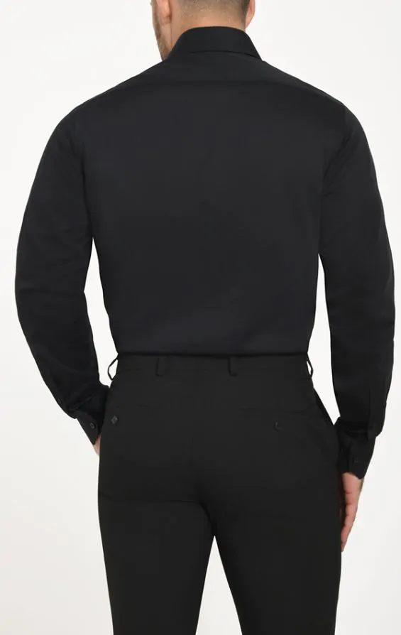 Dobell zwart easy care overhemd van 100 katoen poplin Dobell