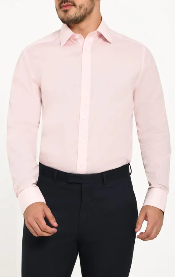 Dobell roze easy care overhemd van 100 katoen poplin Dobell