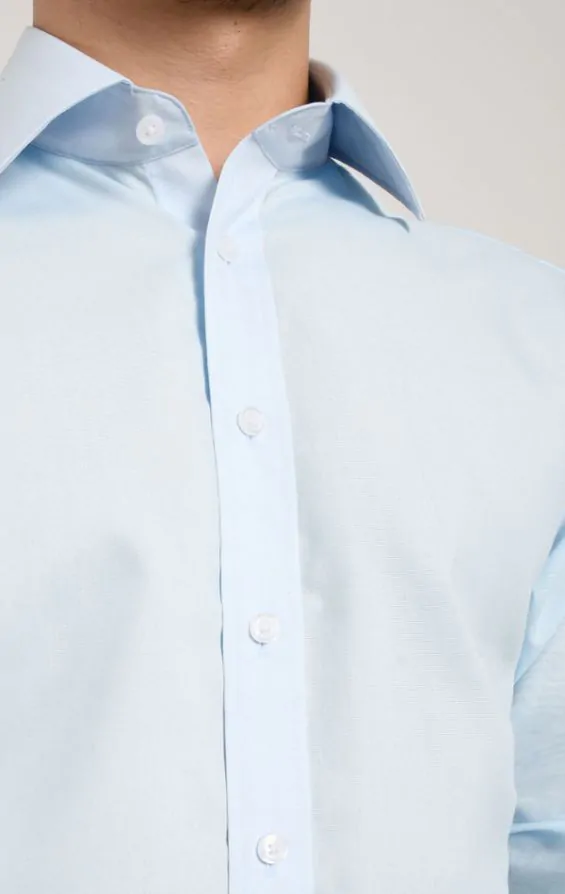 Dobell lichtblauw easy care overhemd 100 katoen poplin Dobell