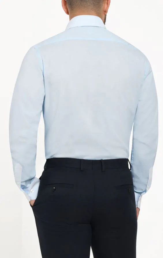 Dobell lichtblauw easy care overhemd 100 katoen poplin Dobell