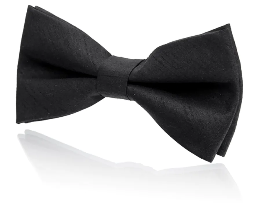 Strik voor jongens, zwart, polyester dupion, voorgestrikt Strik voor jongens, zwart, polyester dupion, voorgestrikt