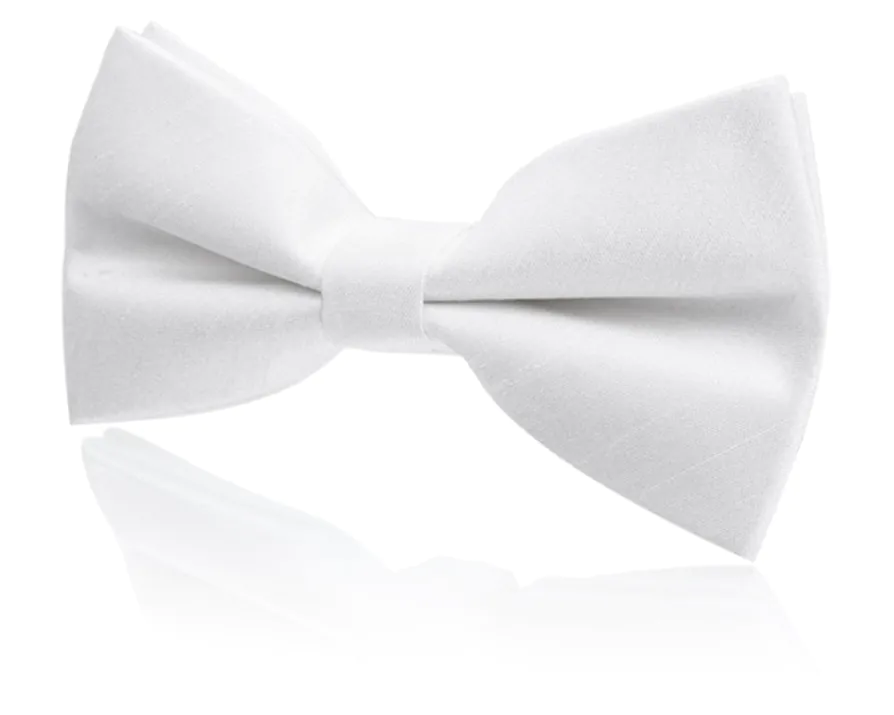 Strik voor jongens, wit, polyester dupion, voorgestrikt Strik voor jongens, wit, polyester dupion, voorgestrikt