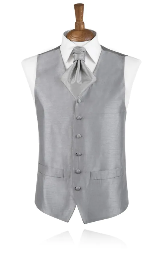 Jongens Gilet Zilver in Poly Dupion Jongens Gilet Zilver in Poly Dupion