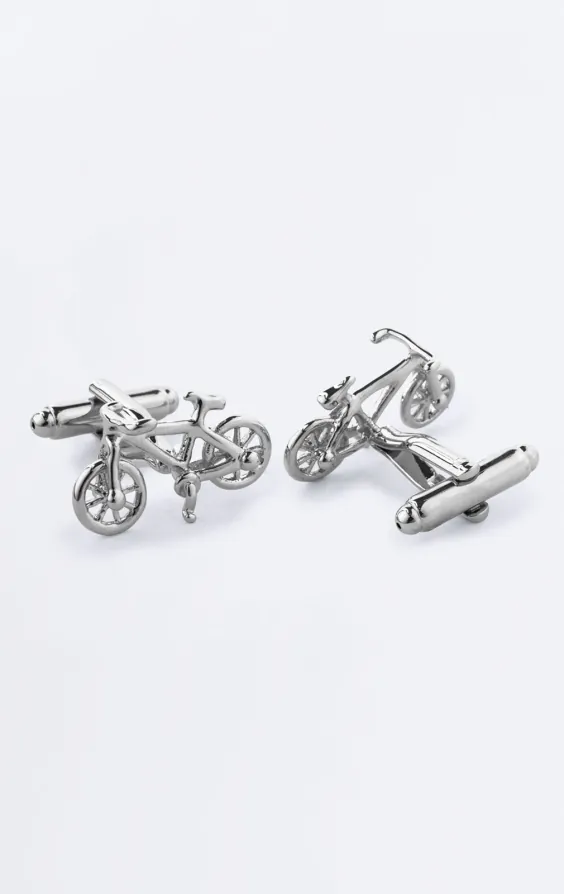 Zilverkleurige fiets manchetknopen - photo 1
