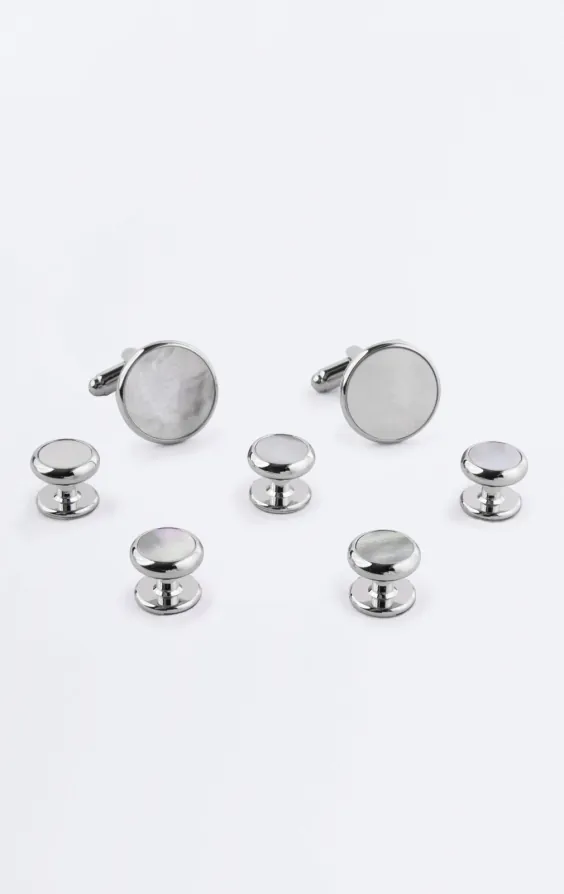 Parelmoer manchetknoop en stud set