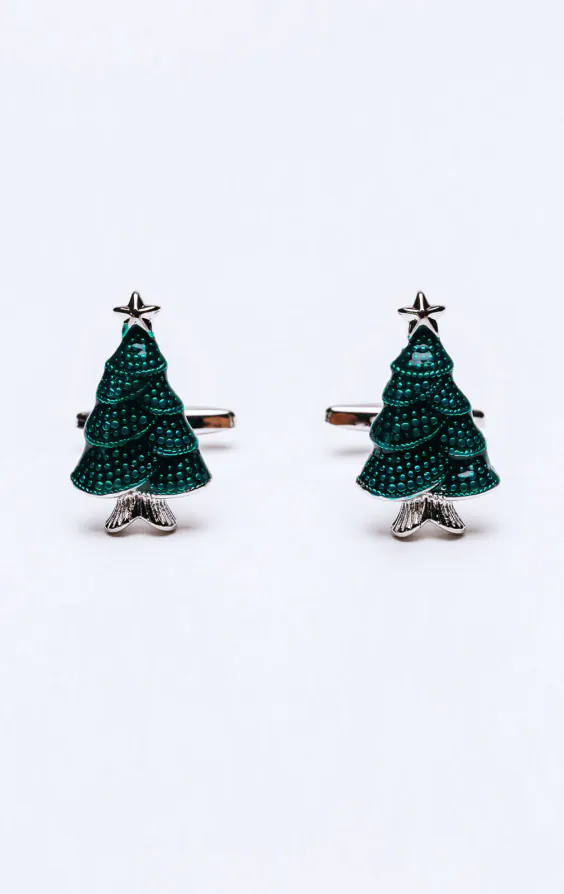 Groene kerstboom manchetknopen