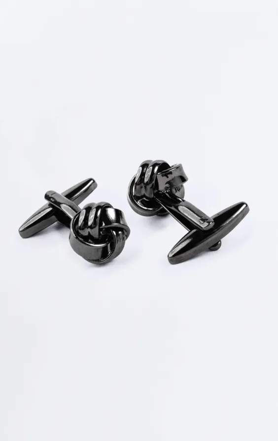 Gunmetal grijze knoop manchetknopen - photo 1