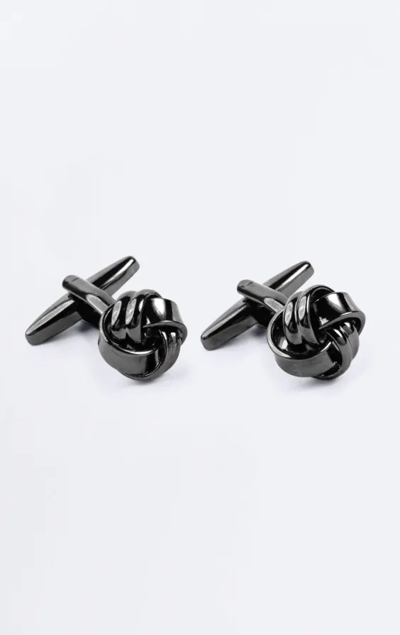 Gunmetal grijze knoop manchetknopen