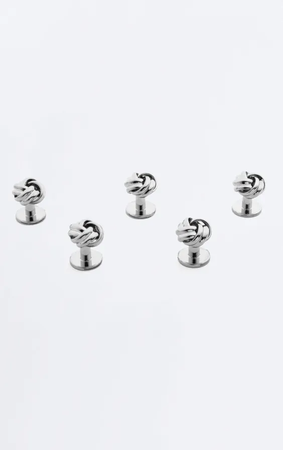 Zilverkleurige knoop stud en manchetknoop set - photo 2