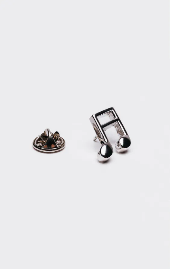 Zilveren muzieknoot revers broche - photo 1