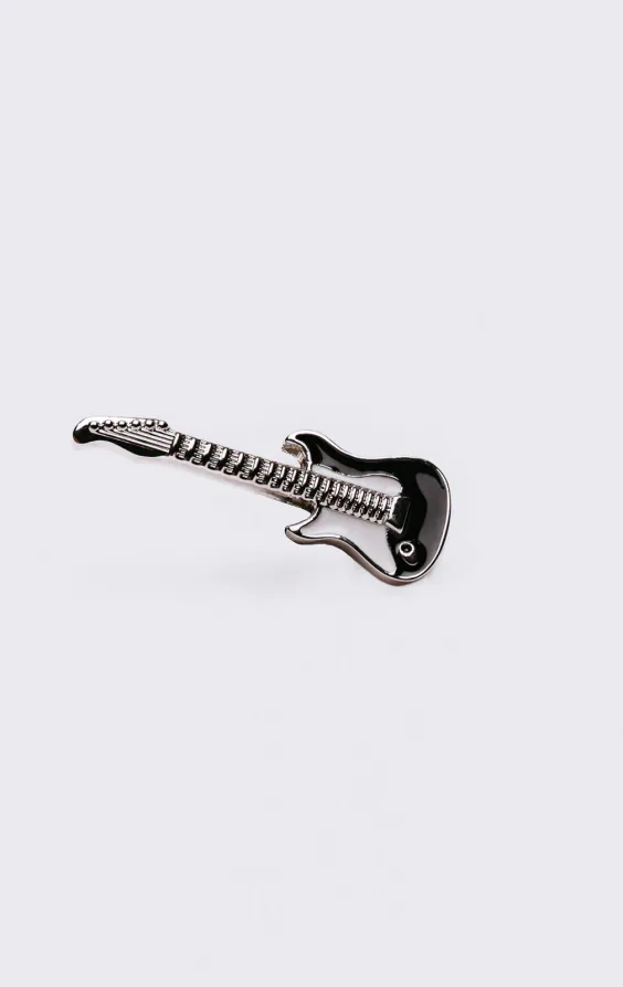 Zwart-witte gitaar revers broche