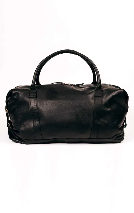 Zwart leren weekendtas