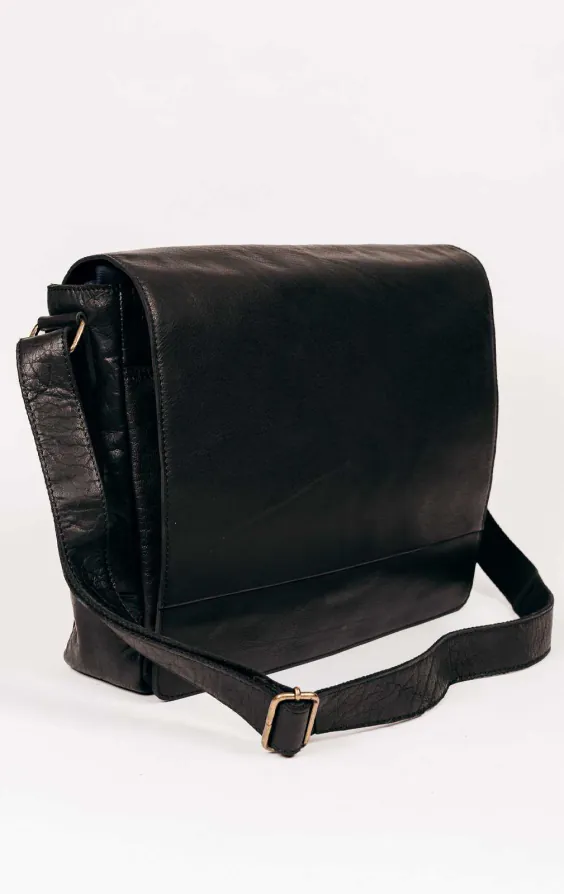 Zwarte Leren Grote Messenger Bag - photo 2