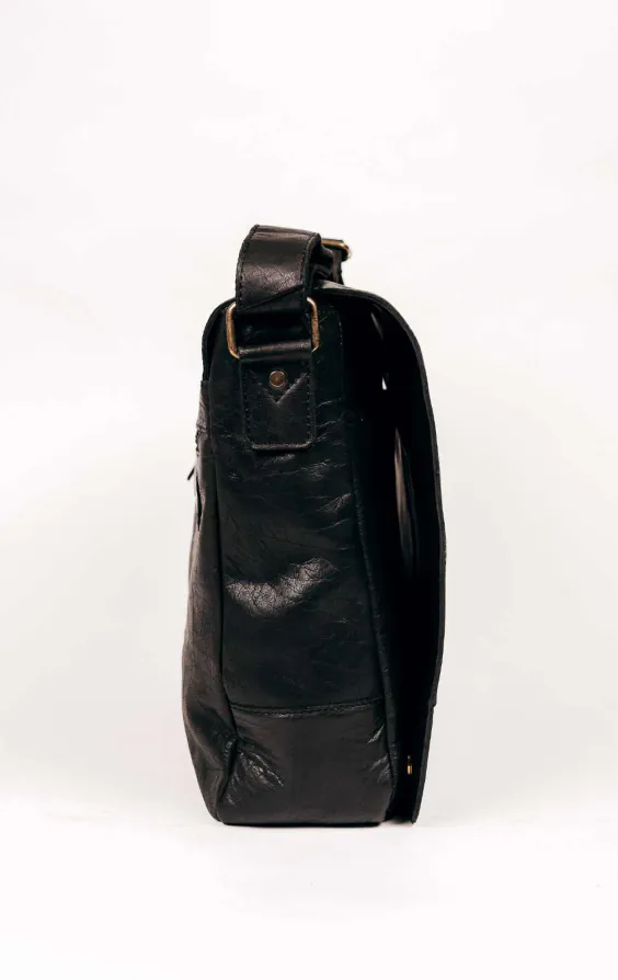 Zwarte Leren Grote Messenger Bag - photo 3