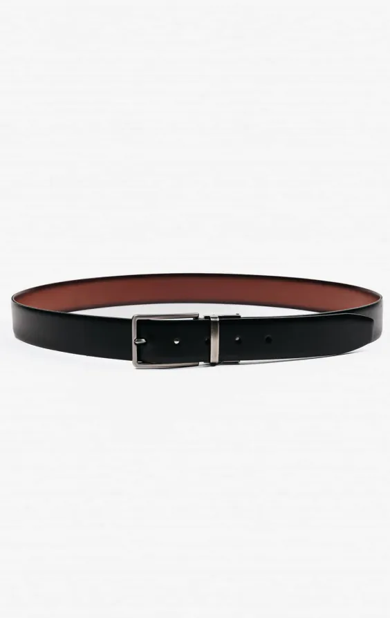 Zwart en Tan Leren Omkeerbare Riem - photo 4