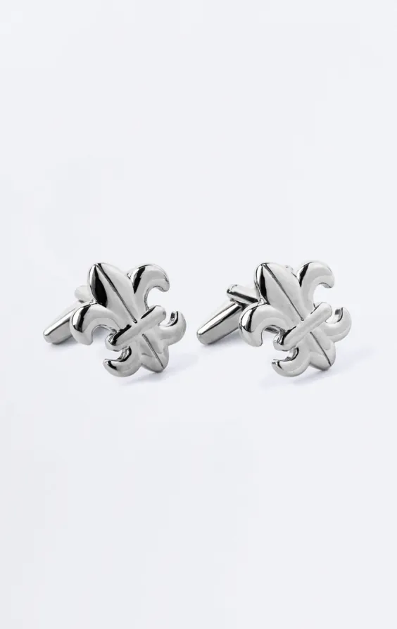 Zilverkleurige Fleur De Lis Manchetknopen