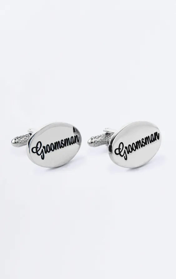 Zilverkleurige 'Groomsman' manchetknopen