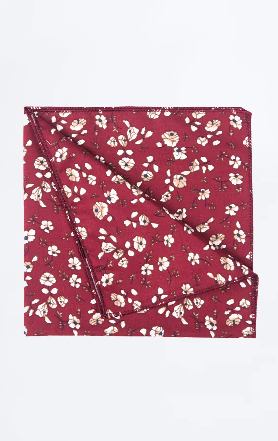 Rood met witte gebloemde pochet