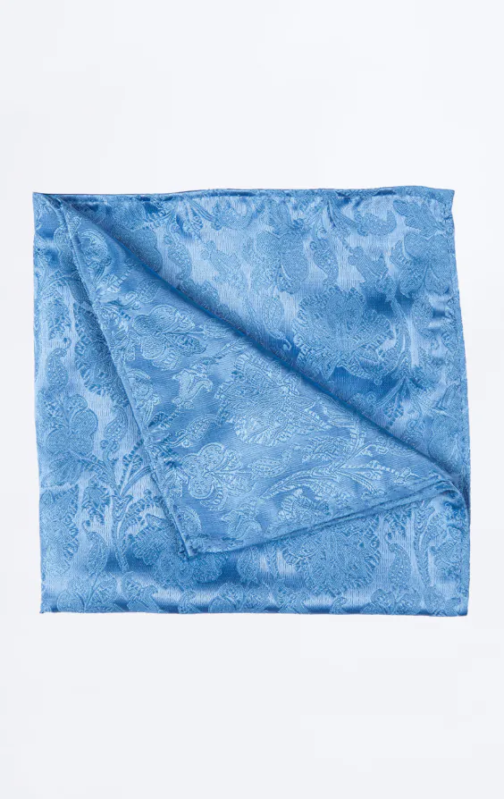 Middenblauwe blad jacquard pochet Middenblauwe blad jacquard pochet