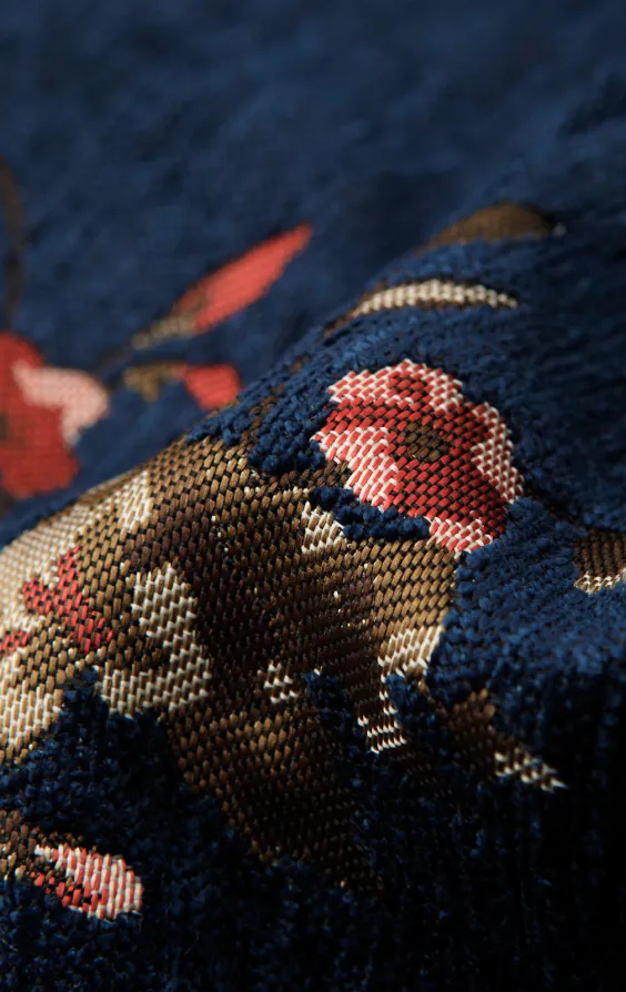 Blauw gebloemd brokaat gilet - photo 3 Blauw gebloemd brokaat gilet - photo 3