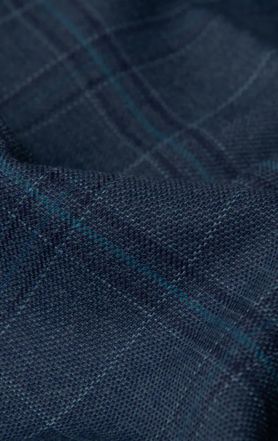 Blauw geruit double breasted gilet - photo 3