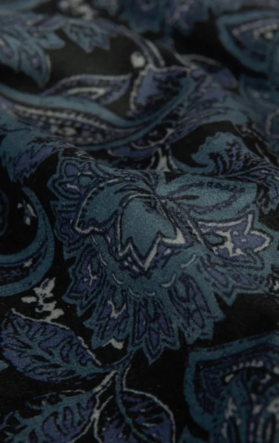 Blauw fluwelen smoking jas met paisleyprint en piek revers - photo 7 Blauw fluwelen smoking jas met paisleyprint en piek revers - photo 7