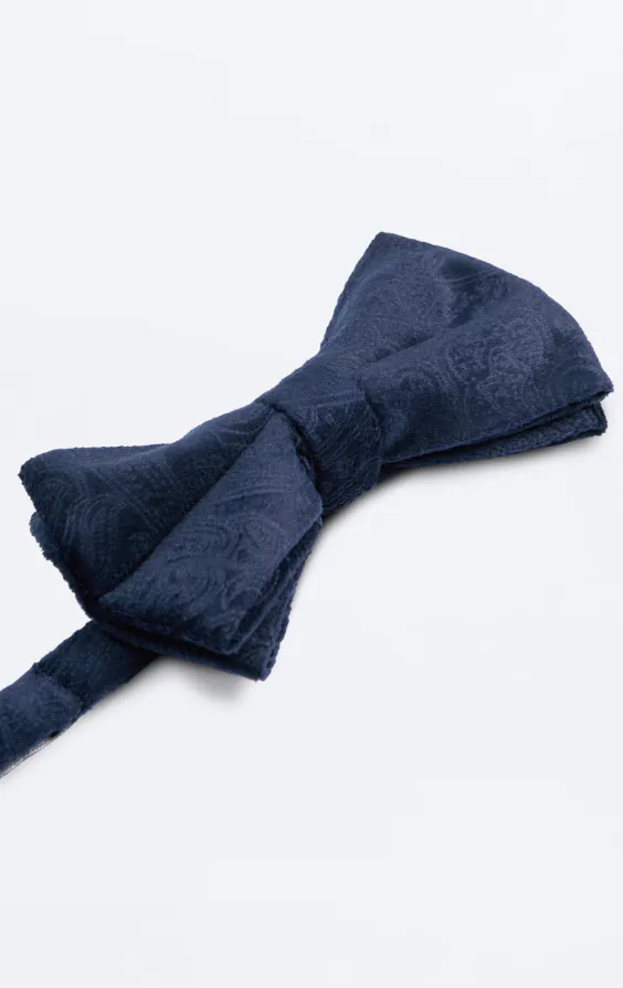 Navy paisley fluwelen strik - photo 1