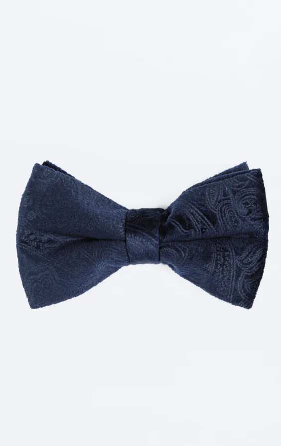 Navy paisley fluwelen strik