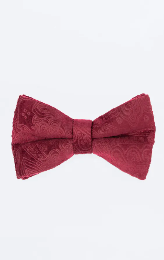 Bordeaux rood paisley fluwelen strik