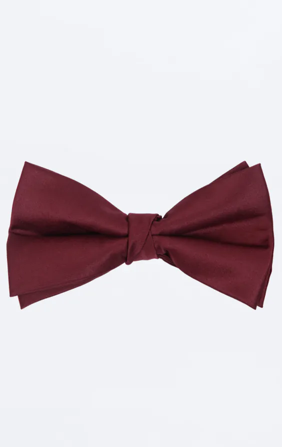 Groot bordeaux polyester strik, voorgestrikt