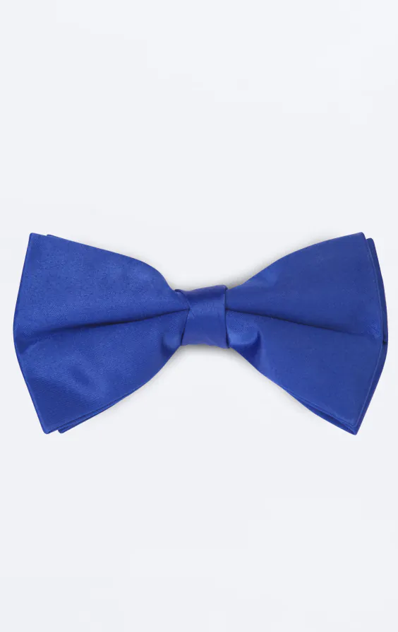 Koningsblauwe polyester strik (voorgestrikt en ongestrikt)