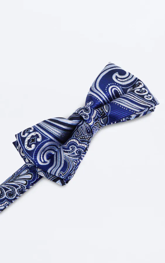 Marineblauwe paisley jacquard vlinderdas - photo 1