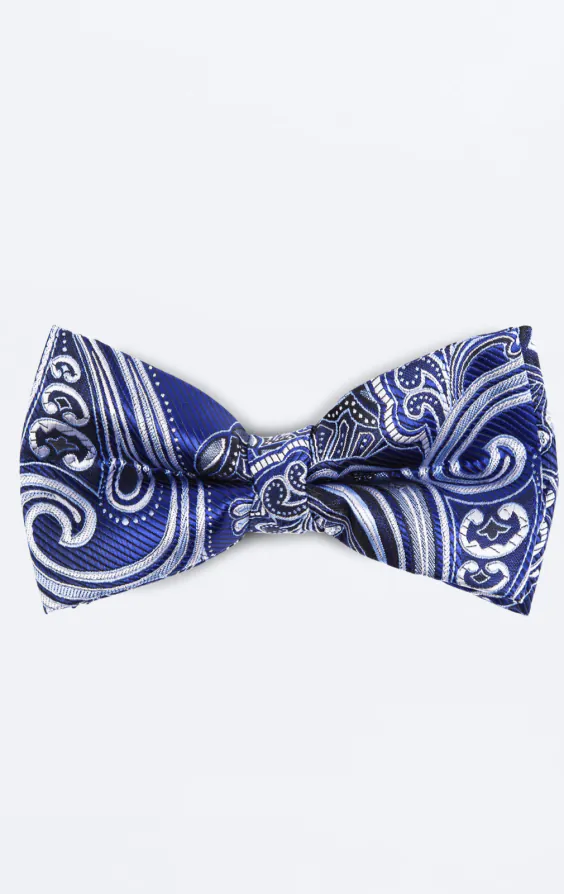 Marineblauwe paisley jacquard vlinderdas