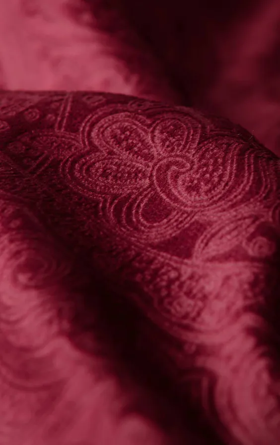 Bordeaux rood paisley fluweel smoking jas - photo 5 Bordeaux rood paisley fluweel smoking jas - photo 5