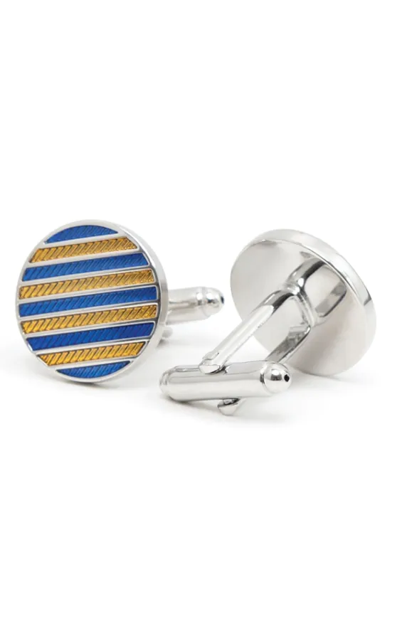 Blauw en goud gestreepte manchet knopen - photo 1