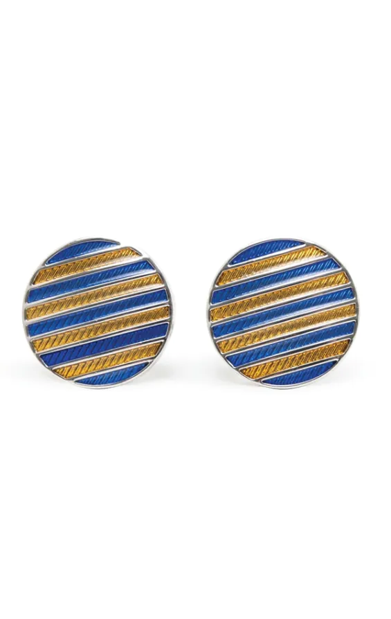 Blauw en goud gestreepte manchet knopen - photo 2