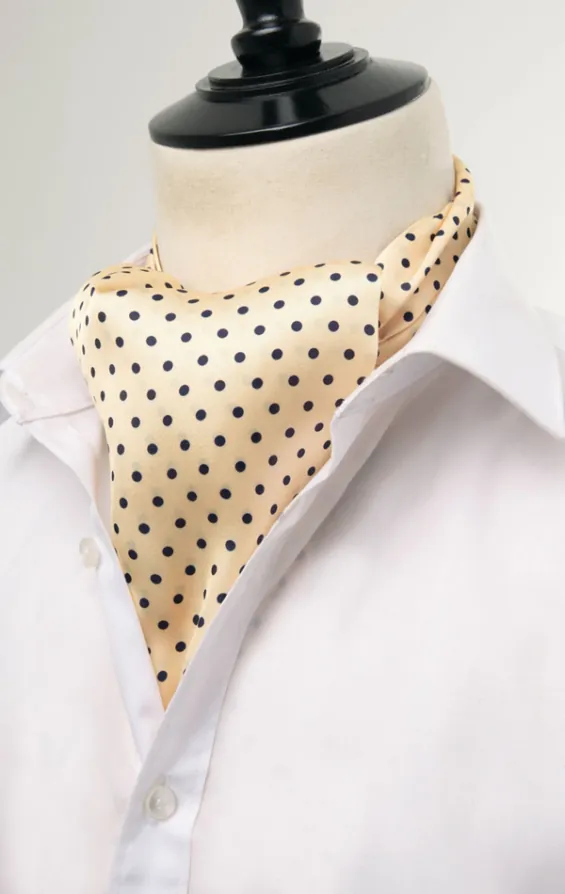 Geel met blauwe stippen cravat