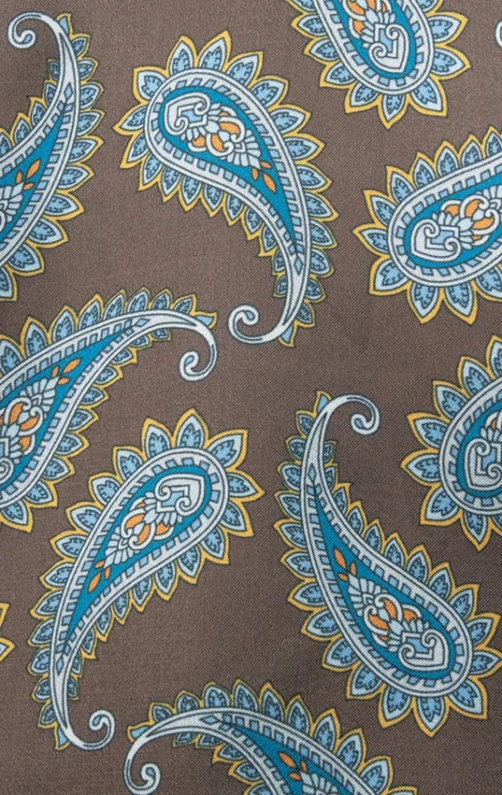 Bruin met blauw paisley dessin cravat - photo 1