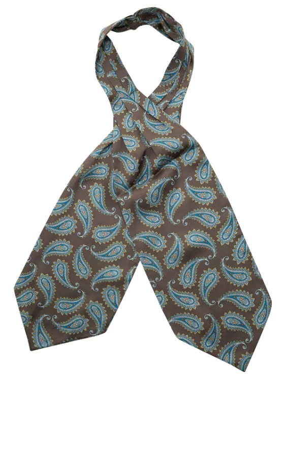Bruin met blauw paisley dessin cravat - photo 2