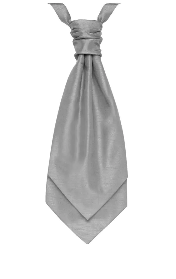 Voorgebonden Das in Zilver Dupion Polyester