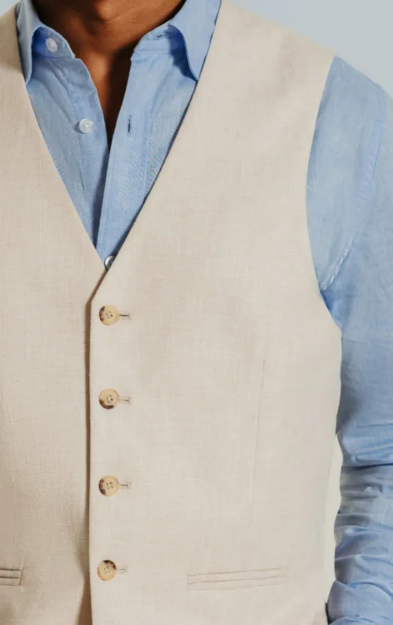 Crème linnen slim fit gilet - photo 1
