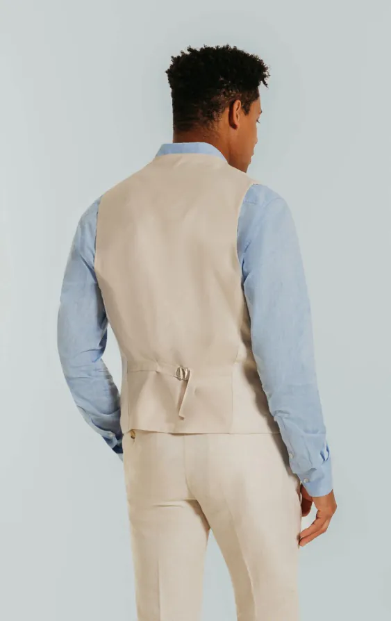 Crème linnen slim fit gilet - photo 2