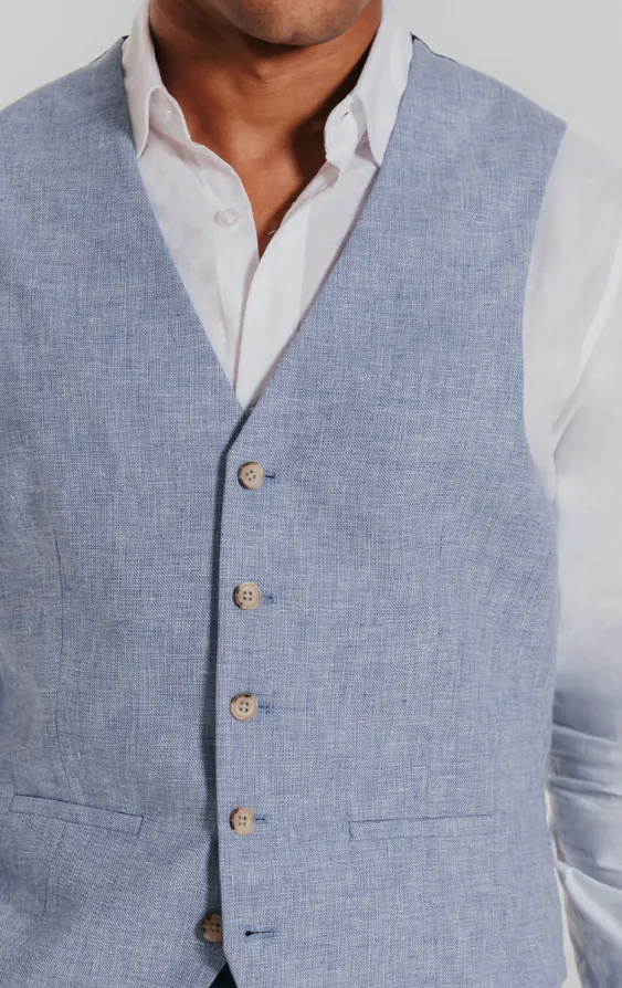 Licht blauw linnen gilet - photo 1 Licht blauw linnen gilet - photo 1