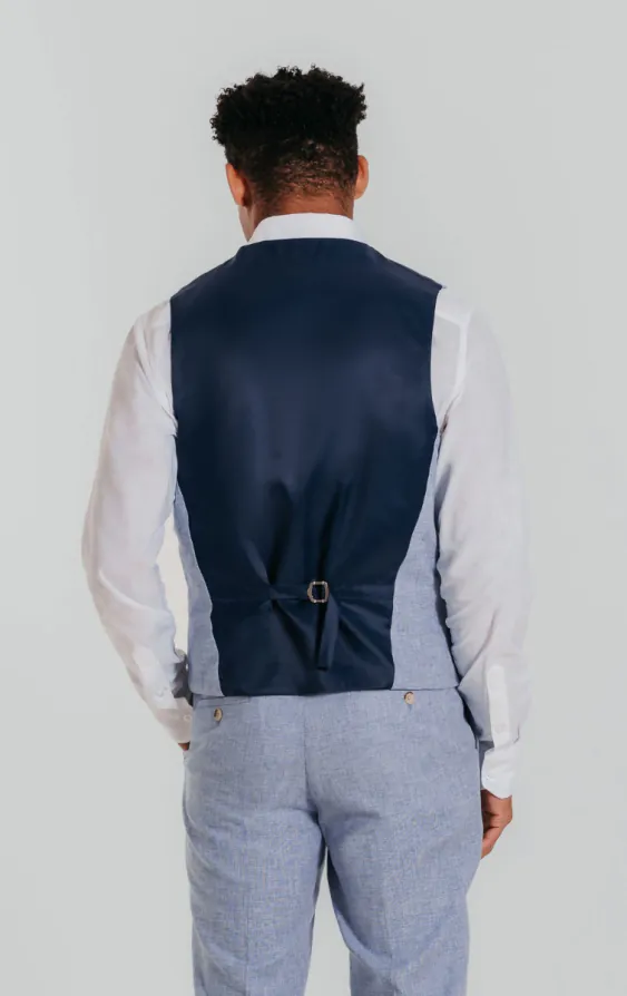 Licht blauw linnen gilet - photo 2 Licht blauw linnen gilet - photo 2