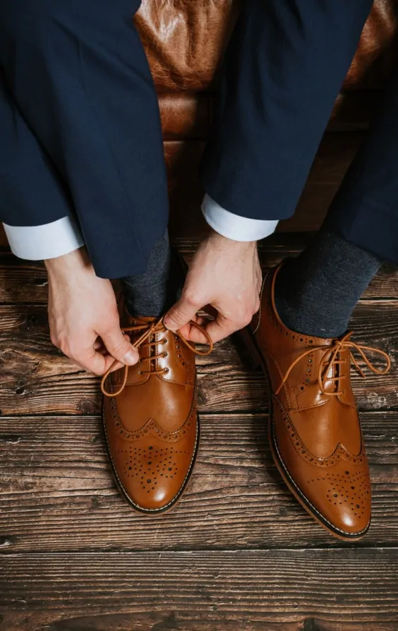 Dobell tan Derby brogue schoenen