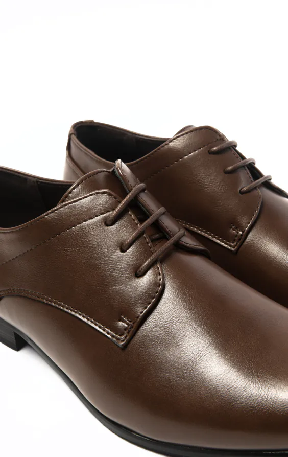 Donkerbruine effen derby schoenen - photo 3