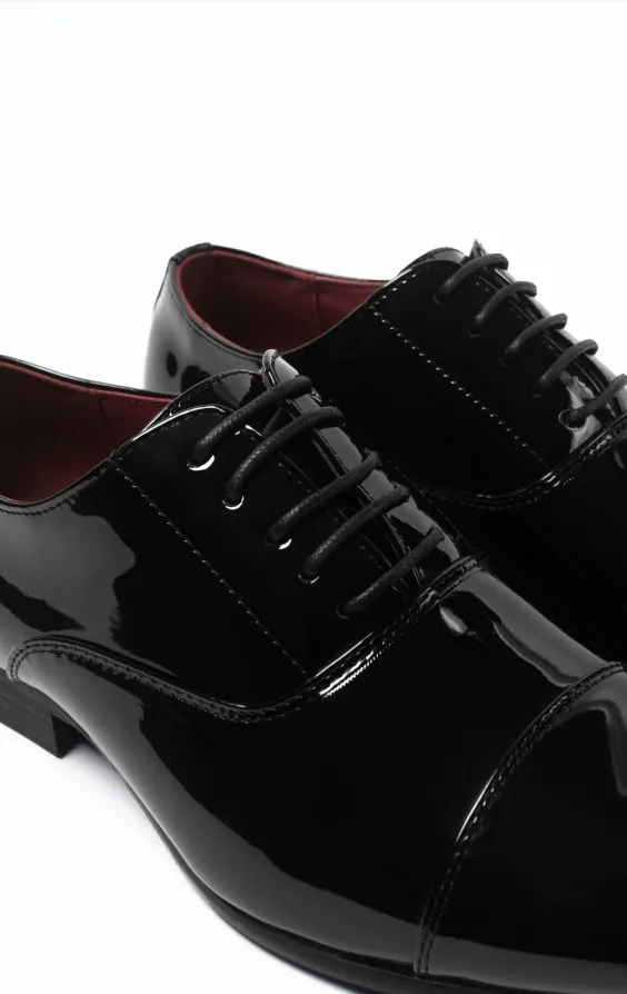 Zwart patent plain oxford toecap schoenen - photo 3