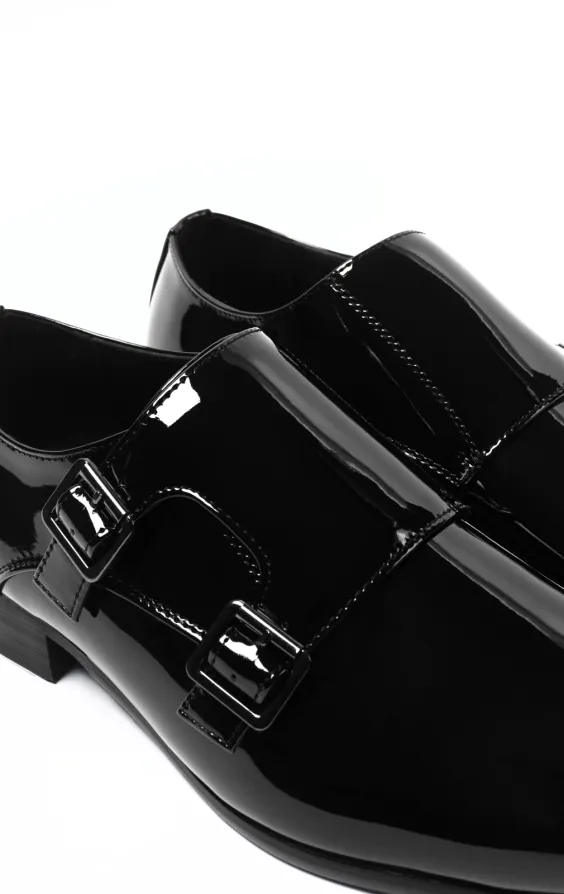 Zwart lak dubbele monkstrap schoenen - photo 3
